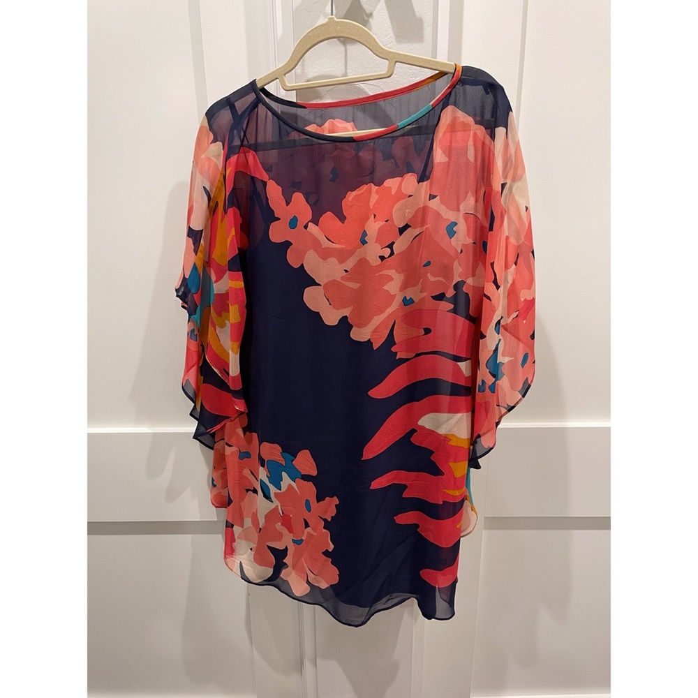 Trina Turk floral dress with navy slip size 4